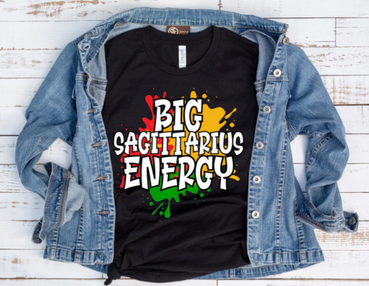 TSHIRT-BIG SAGITTARIUS ENERGY (BLACK), 5.6 oz