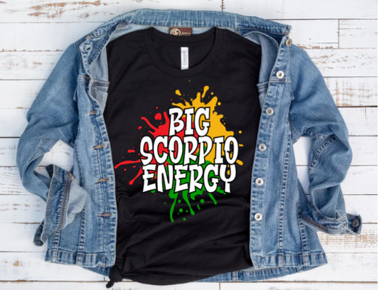 TSHIRT-BIG SCORPIO ENERGY (BLACK), 5.6 oz.