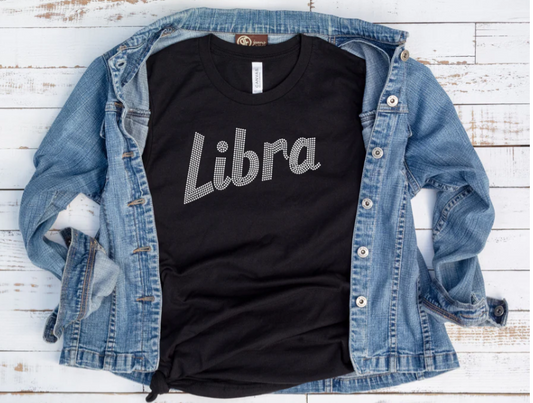 TSHIRT- LIBRA RHINESTONE TSHIRT, 6.7 oz.